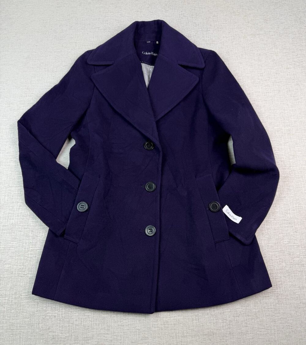 Calvin Klein Women’s Size 6 Purple Single Breasted Walker Coat Lined